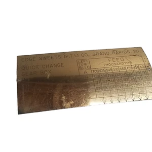 Brass Sign Plaque Edge Sweets Grand Rapids MI Gear Box Machine Warning Piece - Picture 1 of 8