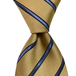 Charvet Men's 100% Silk Necktie 59 3/8" FRANCE Designer STRIPED Yellow/Blue GUC - Picture 1 of 3