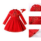 Vintage Mädchen Weihnachten Kleid Mantel Winter Oberbekleidung Jacke Parka rot 2-12 Jahre