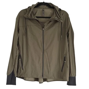 REI Co-op Hooded Windbreaker Lightweight Jacket Olive Green Full Zip Women's M - Bild 1 von 11