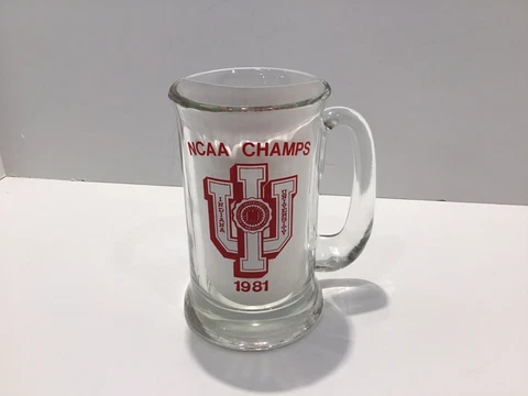RARE Vintage 1981 Indiana Hoosiers University NCAA Champs Glass Mug Cover