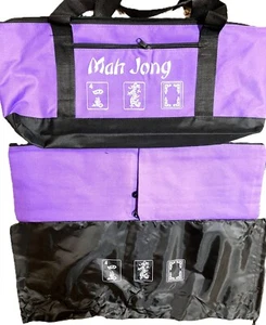 Mahjong Mahj Mah jong Carry Empty Bag + Two Bags Purses for Tiles + Bag for Rack - Picture 1 of 4