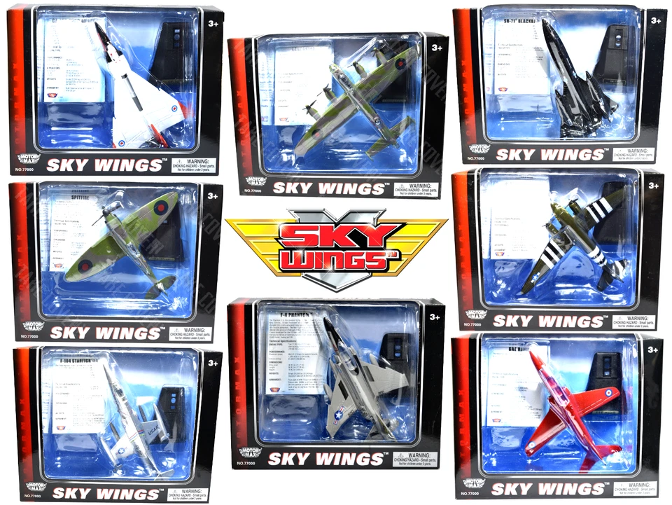 Motormax Sky Wings Diecast 6" Metal Aircraft Toys - WW2 Warbirds & Jet Fighters - Image 1 of 1