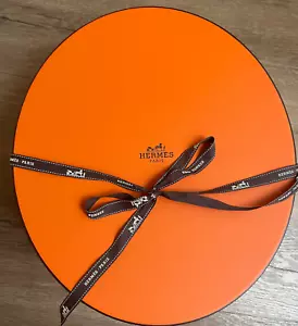 Neu Hermes Hutetui leere Box ovale Aufbewahrung orange Geschenkbox mit Band 13x11x6 - Bild 1 von 6