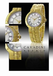 Cavadini Men Watch Roman Luxury Gold-Plated Stainless Box Papers - Picture 1 of 1