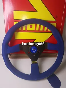 Universal MC classic 14' Blue Suede Leather Sport Steering Wheel thicked spoke - Picture 1 of 12