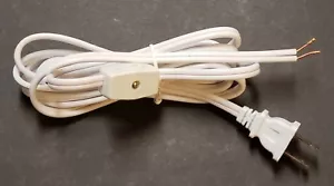 8' WHITE LAMP CORD SET WITH LINE SWITCH & POLARIZED PLUG 18/2 SPT-2 NEW 46851JB - Picture 1 of 4