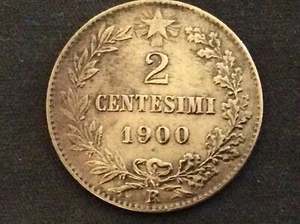 1900 R, EXTREMELY RARE,KING UMBERTO, 2 CENTESIMI, VATICAN COIN** - Picture 1 of 3