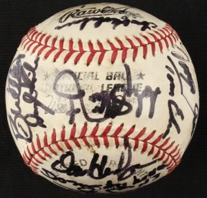 HOUSTON ASTROS TEAM SIGNED BASEBALL BAGWELL CAMINITI GONZALEZ KILE EDEN JONES ++ - Picture 1 of 7