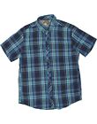 EDDIE BAUER Mens Classic Fit Short Sleeve Shirt Large Blue Check Polyester BC76