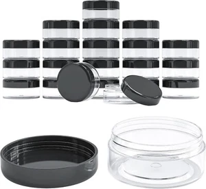Plastic Jars with Black Lids BPA Free, Small Refillable Storage Containers - Picture 1 of 62