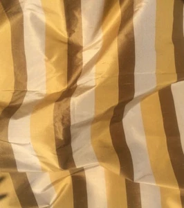 CLAREMONT London Vertical Stripe Olive gold taupe 100% silk  6+yards New - Picture 1 of 1