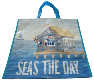 Coastal Tote Bag ~ SEAS THE DAY~ 19" x 18" x 7" - Picture 1 of 1