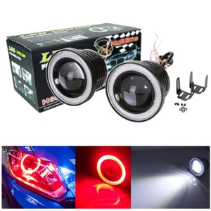 2x Luces antiniebla proyector universales de 3" pulgadas lámparas de parachoques anillo halo rojo bombillas DRL - Imagen 1 de 10