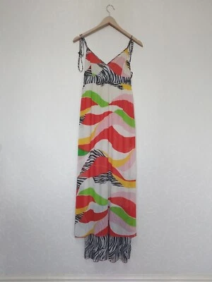 firetrap maxi dress Small, Multicoloured Halter Dress Chiffon Zebra Print - Image 1 of 4