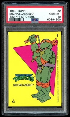1989 Topps Teenage Mutant Ninja Turtles Stickers #2 Michaelangelo PSA 10 GEM MIN - Image 1 of 2