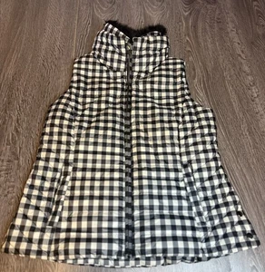 Talbots Womens Puffy West L Black & White Checkered Fall Winter Classic Comfy - Picture 1 of 7