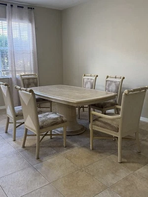 Mesa de jantar 1980’s pedra tesselada e bambu dividido – 72” x 43” - Imagem 1 de 4