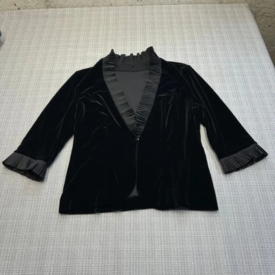 Chaqueta romántica de terciopelo gótico mediano plisado ribete negro caprichoso vacaciones * Foto 1 de 4