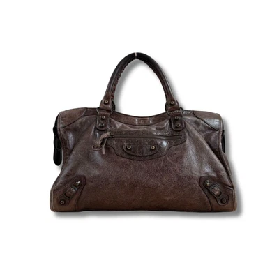 Bolso de Mano BALENCIAGA The City 115748 Cuero Marrón/Modelo Clásico Raro INO Foto 1 de 4