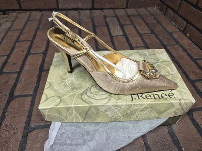 J.Renee Rachele Golf Fabric Faux jewels Ankle Strap Formal Heels 9.5 - Image 1 of 4