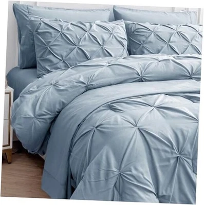  Juego de edredón, juego de 7 piezas con sábanas, fundas de almohada y fundas Queen azul francés Foto 1 de 4