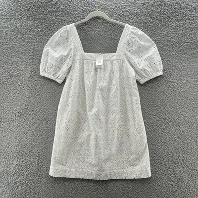 Vestido Vineyard Vines Pequeño Blanco Serena Ojales Manga Abullonada Bolsillos Verano Preppy Foto 1 de 4