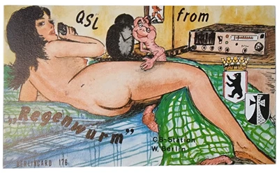 Adria-9 QSL • Berlincard 176 • “Regenwurm” CB Station • W. Berlin • 1980s - Image 1 of 2