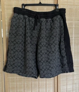 Mens Coach Signature Shorts Sweatpants Gray Black Logo CQ237 Sz XL - Picture 1 of 16