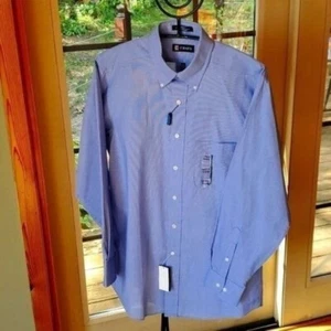 Chaps Classic Fit Wrinkle Free Periwinkle Button Down LS Dress Neck 15 Shirt - Picture 1 of 12
