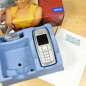 Rare Vintage Nokia 3120 Silver Blue In Box Collectible Bundle Incomplete - Picture 1 of 4