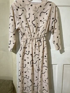 Lui Chantant Kleid Vintage 80er seidig rosa Kettenmuster Langarm UK 8/10 - Bild 1 von 7