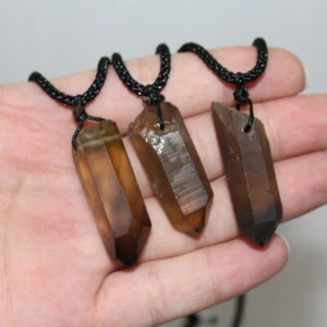 Natural Smokey Quartz Gemstone Pendant Irregular Reiki Healing Stone Necklace - Picture 1 of 6