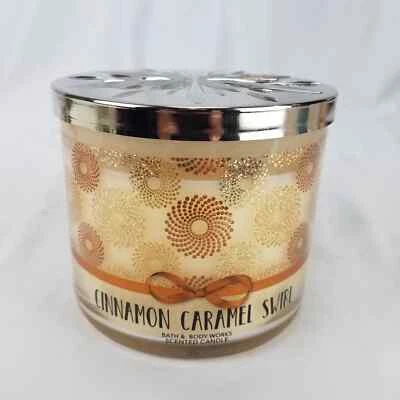 Bath & Body Works CINNAMON CARAMEL SWIRL Scented 14.5 oz Jar Candle 3 Wick - Image 1 of 4