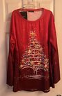 Just Fashion Now Red Christmas Tree Long Sleeve Shirt - XL - New with Tags