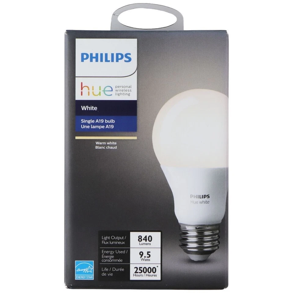 Philips (840LM) Hue Warm White Ambiance LED Wi-Fi A19 Smart Bulb - Single No Box - Image 1 of 1