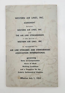 Rare Vintage 1952 Western Airlines Stewardesses Agreement Booklet - Picture 1 of 3