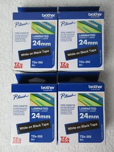 4 Cassetta etichette originale Brother P-Touch TZe 355 24 mm bianco su nero - Foto 1 di 4