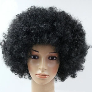 Short Curly Afro Wig Fancy Dress Wigs Disco Clown Cosplay Football Fans Costume - Picture 1 of 21