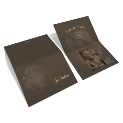 Sterbebild Totenzettel Trauerkarten Individuell Personalisiert - Jahresringe - Bild 1 von 3