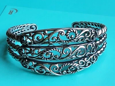 CAROLYN POLLACK STERLING SILVER CUFF BRACELET, 44 GRAMS, MADE IN US - Image 1 of 4