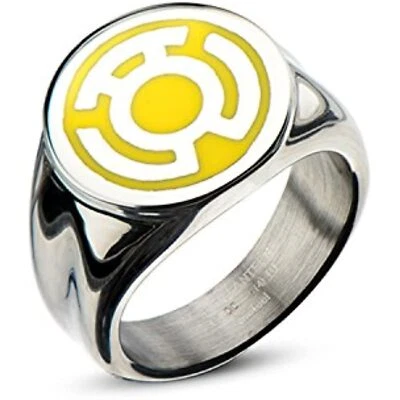 DC Comics Yellow Lantern Corps Fear Ring Stainless Steel - Green Lantern Sz 8-14 - Image 1 of 3