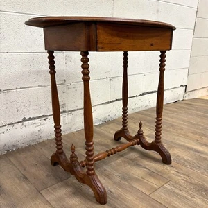 Antique 19th Century Victorian Oak Bobbin Leg Spindle or Spool Side Table - Picture 1 of 16