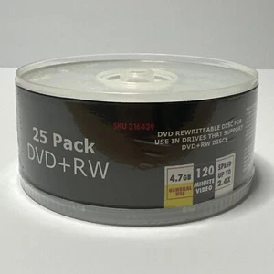 Compusa 25Pack dvd+RW 2.4x+ 4.7gb +120 Min Video - Picture 1 of 5