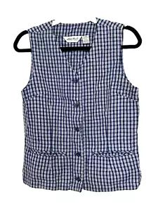 Deadstock Luxury 100% Linen 90s Eddie Bauer Check Vest Women's Size PS - Picture 1 of 4