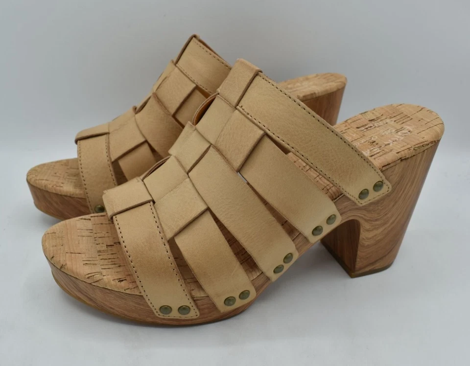 Kork-Ease | Devan Woven Heel Clog / Mule Platform Natural Nude Sz 10