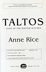 Anne RICE / TALTOS Uncorrected Proof 1st Edition 1994 - Picture 1 of 1
