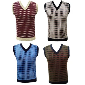 Knitted Tanktop Jumper Vintage Sleeveless Retro Vest Fairisle 40s 50s 60s 70s - Picture 1 of 28