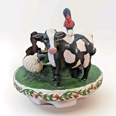 Yankee Candle Farm Topper vaca, gallo y oveja - encanto de campo decoración cepa Deb Foto 1 de 4
