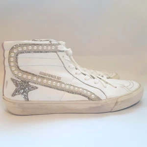 Golden Goose High Top Bianco Argento Perla GGDB Edizione Privata Sneaker TG 8 - Foto 1 di 13